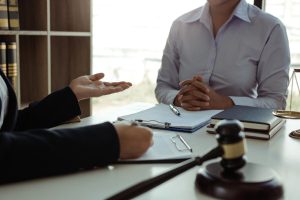 Lawyer is giving advice to clients who have consulted about lega